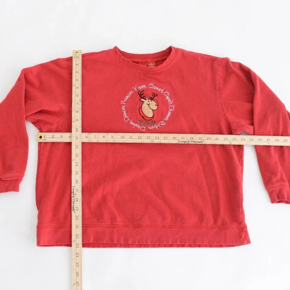 Vintage Red Embroidered Reindeer Rudolph Christmas Crewneck  Sweater XL - Picture 4 of 12